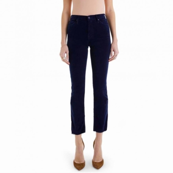 MOTHER High Waisted Looker Corduroy Pants Hopscotch Deep Blue Size 25 - Picture 2 of 12